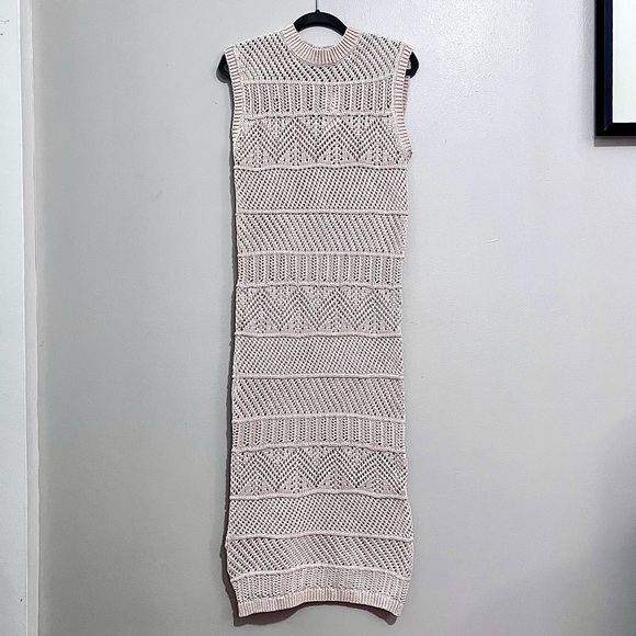 NWT Mango MNG Mock Neck Midi Knit Openwork Crochet Dress SOLD OUT ONLINE - Picture 2 of 16